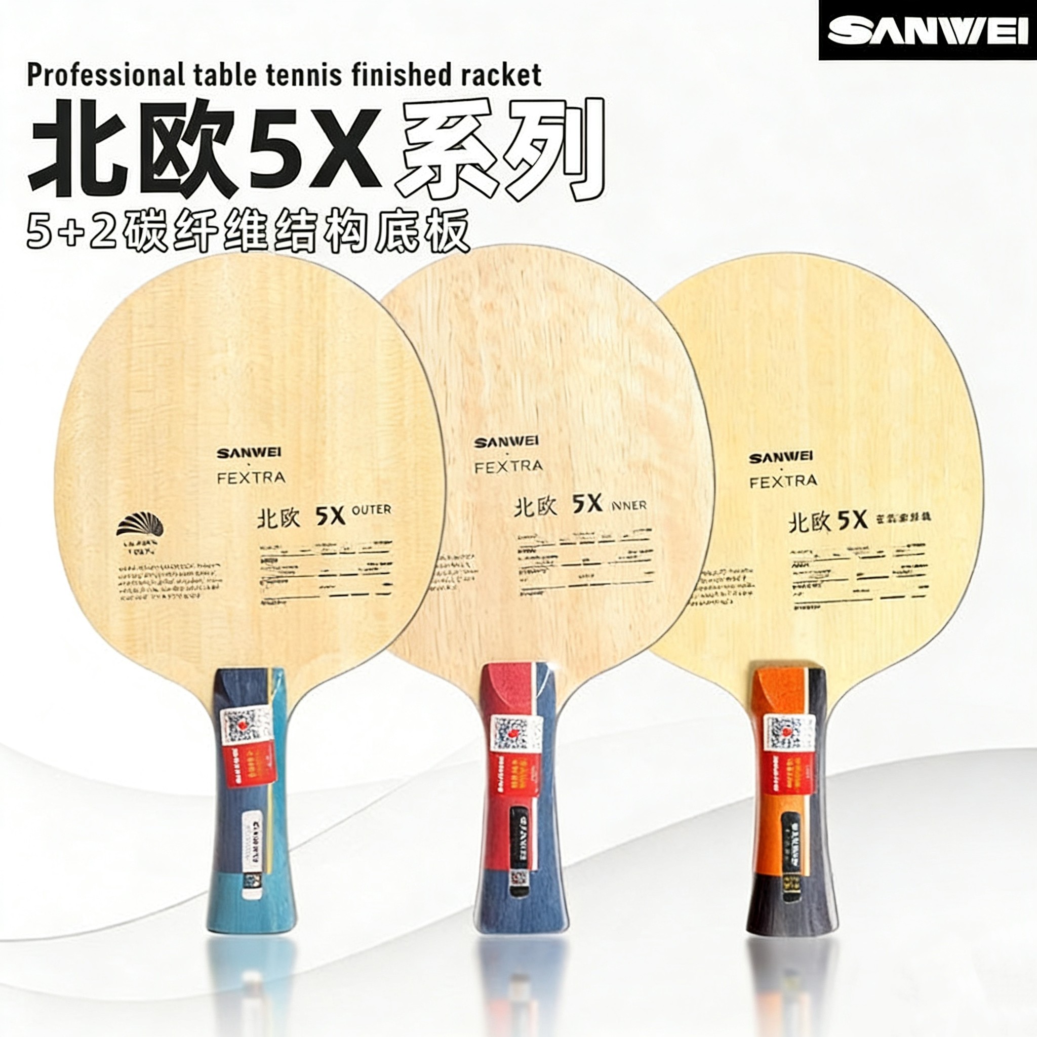 Table Tennis Usa - SANWEI FEXTRA 5X Blade Tenis Meja